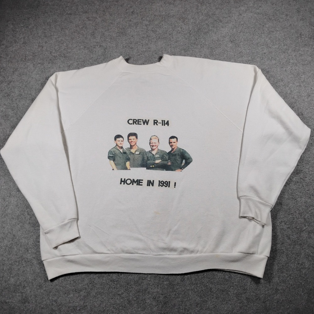 Vintage 1991 Tultex Crew R-114 Home In 1991 Military Graphic Sweatshirt Mens 2XL
